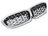 grill Diamond Silber, Frontgrill Nieren Tuning Zubehör für BMW 3er G20 G21 Kühler