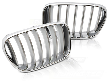 Chrom Titan Frontgrill Set für BMW X3 F25 2010-2014 Kühlergrill Nieren Tuning