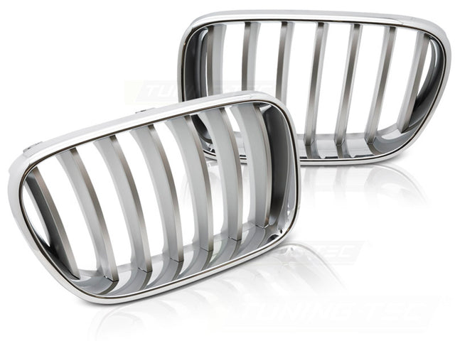 Chrom Titan Frontgrill Set für BMW X3 F25 2010-2014 Kühlergrill Nieren Tuning