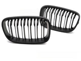 Sport Kühlergrill Doppelsteg BMW 1er F20 F21 2011-2014 Schwarz Glanz Set