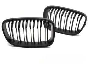 Sport Kühlergrill Doppelsteg BMW 1er F20 F21 2011-2014 Schwarz Glanz Set