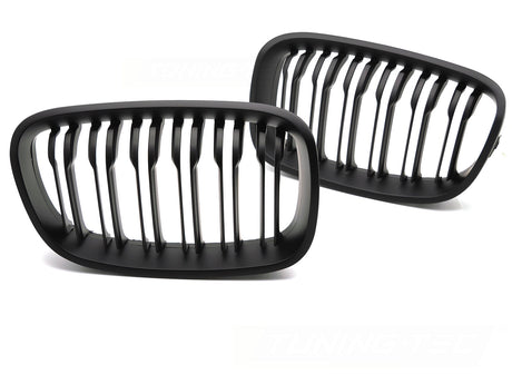 Sport Kühlergrill Doppelsteg BMW 1er F20 F21 2011-2014 Schwarz Glanz Set