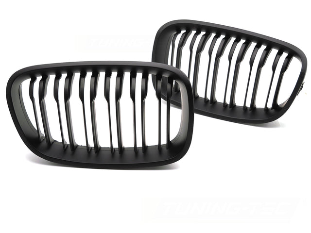 Sport Kühlergrill Doppelsteg BMW 1er F20 F21 2011-2014 Schwarz Glanz Set