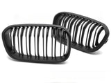 Sport Kühlergrill Doppelsteg Schwarz für BMW 1er F20 F21 LCI Nieren im Set