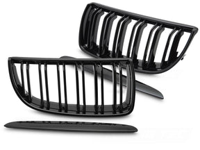 Sport Kühlergrill Set Doppelsteg Schwarz Glanz für BMW 3er E90 E91 2005-2008 Tuning Zubehör