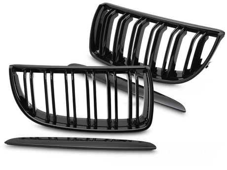 Sport Kühlergrill Set Doppelsteg Schwarz Glanz für BMW 3er E90 E91 2005-2008 Tuning Zubehör