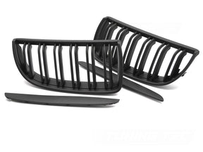 Schwarzes Sport Kühlergrill Set Doppelsteg für BMW E90 E91 2005-2008 Tuning Zubehör