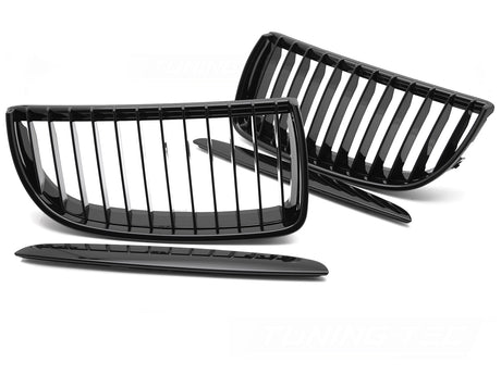 Schwarzer Glanz Frontgrill Set Nieren Kühlergrill für BMW 3er E90 E91 2005-2008