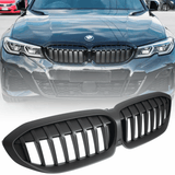 Sport Kühlergrill für BMW 3er G20 G21 2019-2022 Nieren schwarz Glanz für Kamera