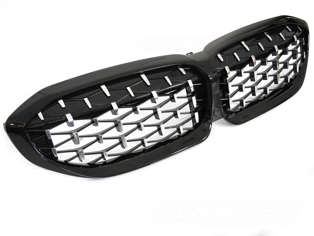 grill Set Chrom Schwarz 2019-2022 Diamond Optik mit Kamera für BMW G20 G21 Kühler