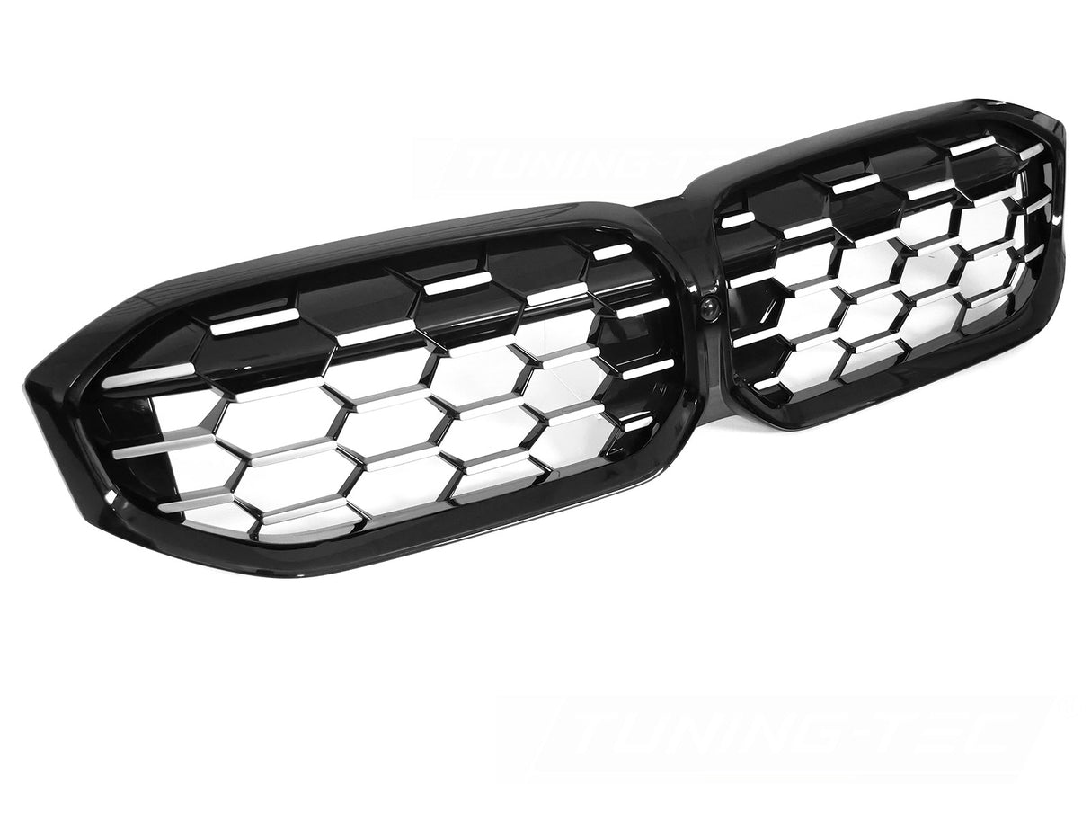 Diamond Grill Frontgrill Schwarz Silber für BMW 3er G20 G21 LCI 2022- Tuning