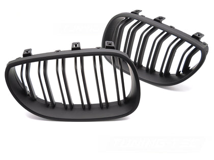 Sport Kühlergrill Set für BMW 5er E60 E61 2003-2010 Frontblende schwarz Glanz
