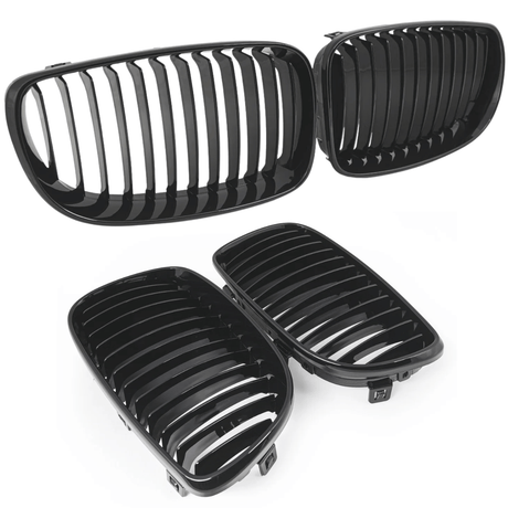 Sport Kühlergrill Set für BMW 1er E87 2004-2007 schwarz Glanz Nieren Front