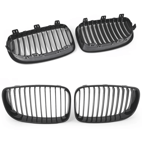 Sport Kühlergrill Set für BMW 1er E87 2004-2007 schwarz Glanz Nieren Front