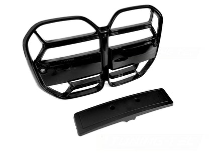 Sport Kühlergrill Set für BMW G22 G23 2020- Frontgrill Glanz Schwarz PDC ACC