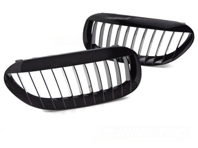 Sport Kühlergrill Set für BMW E63 E64 Nieren Glanz Schwarz, KFZ-Zubehör