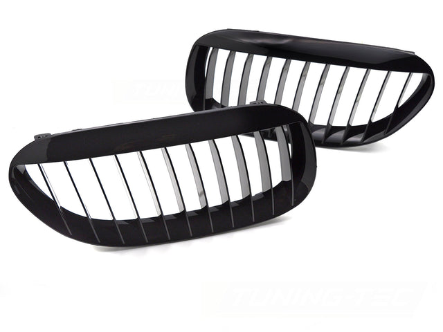 Sport Kühlergrill Set für BMW E63 E64 Nieren Glanz Schwarz, KFZ-Zubehör