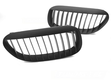 Sport Nieren Kühlergrill Set für BMW E63 E64 2002-2010 schwarz Glanz