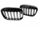 Sport Kühlergrill Doppelsteg Schwarz Glanz für BMW X1 F48 Nieren Grill