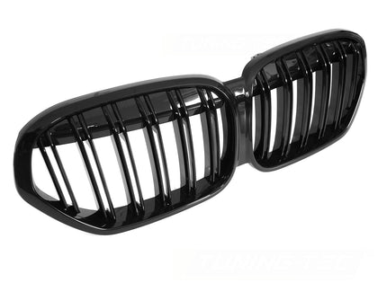 Sport Kühlergrill Set für BMW X1 F48 LCI 2020-2022 Doppelsteg glanzschwarz