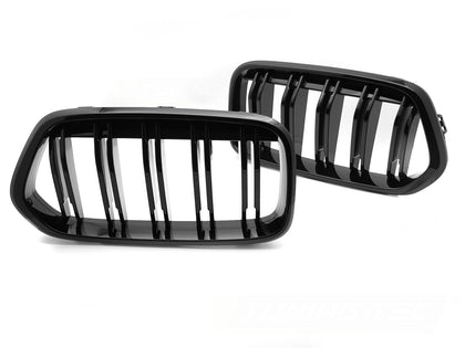 Sport Kühlergrill Set für BMW X2 F39 2018-2023 Front Doppelsteg Glanz Schwarz