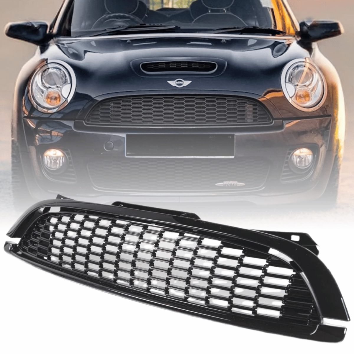 Frontgrill Kühlergrill für MINI Cooper R55 R56 R57 2006-2009 schwarz Glanz