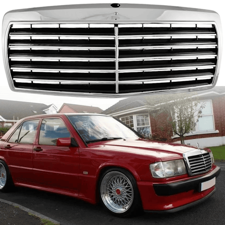 Sportgrill Frontgrill für Mercedes W201 190E 12.1982-05.1993 chrom schwarz