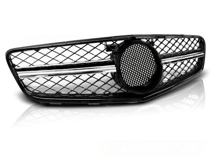 Sport Kühlergrill für Mercedes C-Klasse W204 2007-2014 Glossy Schwarz Chrom