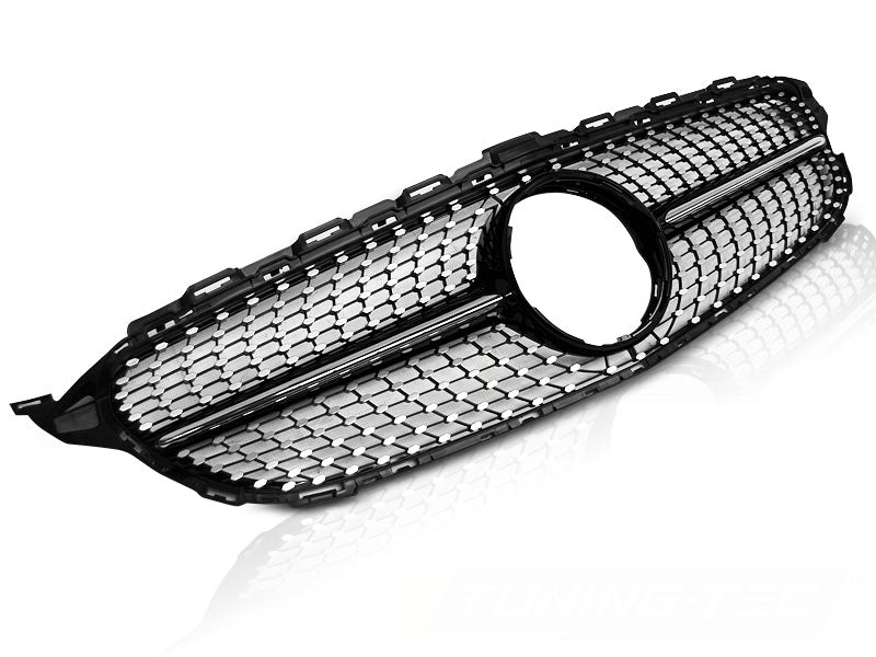 Sport Kühlergrill für Mercedes W205 2014-2018 glanzschwarz Chrom Diamant Optik - CR Tuning