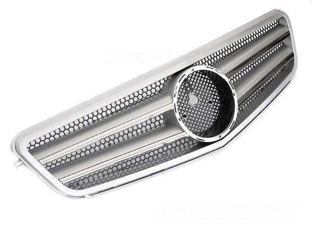 Sport Kühlergrill Silber Chrom für Mercedes C-Klasse W204 S204 2007-2014 - CR Tuning