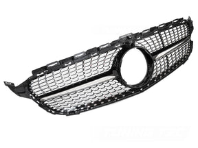 Diamond Kühlergrill für Mercedes C-Klasse W205 S205 C205 2014-2018 schwarz chrom - CR Tuning