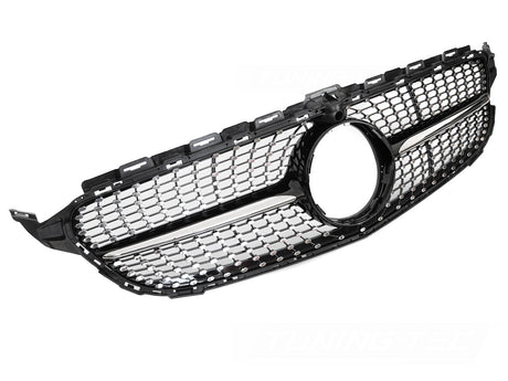 Diamond Kühlergrill für Mercedes C-Klasse W205 S205 C205 2014-2018 schwarz chrom - CR Tuning