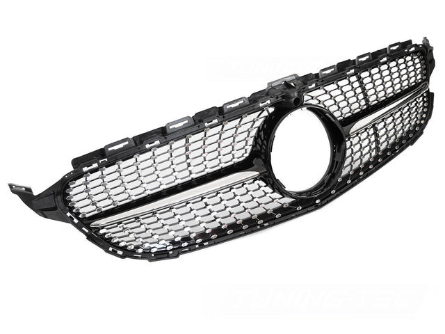 Diamond Kühlergrill für Mercedes C-Klasse W205 S205 C205 2014-2018 schwarz chrom - CR Tuning