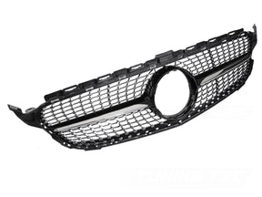 Diamond Kühlergrill für Mercedes C-Klasse W205 S205 C205 2014-2018 schwarz chrom - CR Tuning