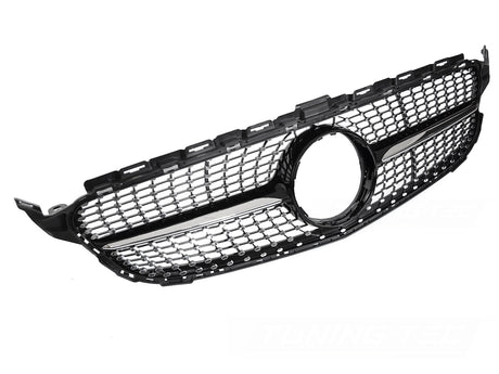 Diamond Kühlergrill für Mercedes C-Klasse W205 S205 C205 2014-2018 schwarz chrom - CR Tuning