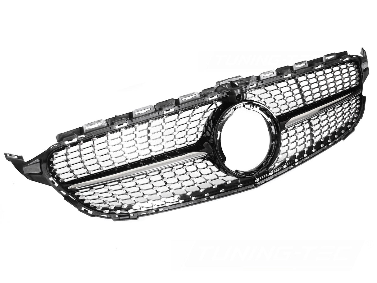 Diamond Grill schwarz Chrom für Mercedes C-Klasse W205 S205 C205 A205 2018-2023 - CR Tuning