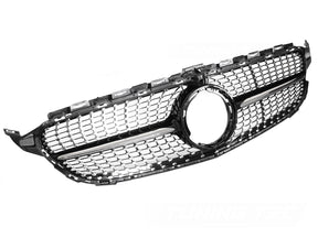 Diamond Grill schwarz Chrom für Mercedes C-Klasse W205 S205 C205 A205 2018-2023 - CR Tuning