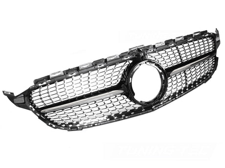 Diamond Grill schwarz Chrom für Mercedes C-Klasse W205 S205 C205 A205 2018-2023 - CR Tuning