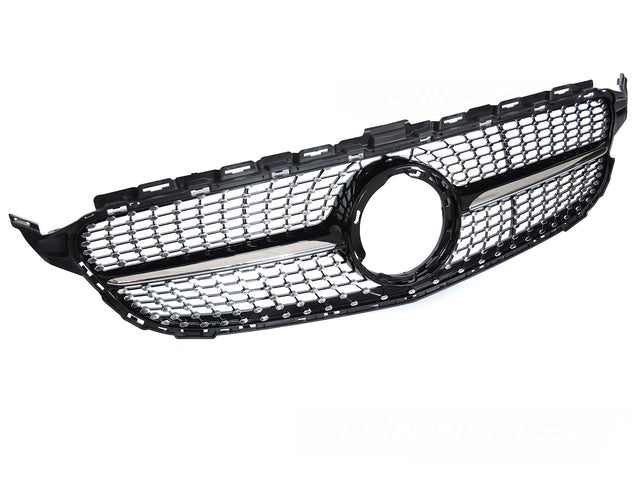 Diamond Kühlergrill für Mercedes C-Klasse W205 S205 C205 2018-2023 schwarz chrom - CR Tuning
