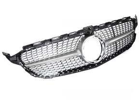 Diamond Kühlergrill silber für Mercedes C-Klasse W205 S205 2018-2023 Kamera - CR Tuning