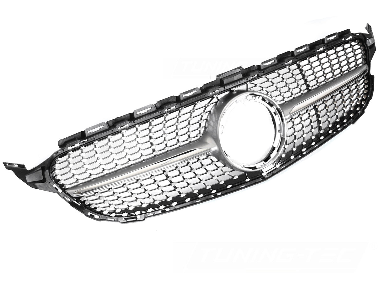 Diamond Kühlergrill silber chrom für Mercedes C-Klasse W205 S205 C205 2018-2023 - CR Tuning