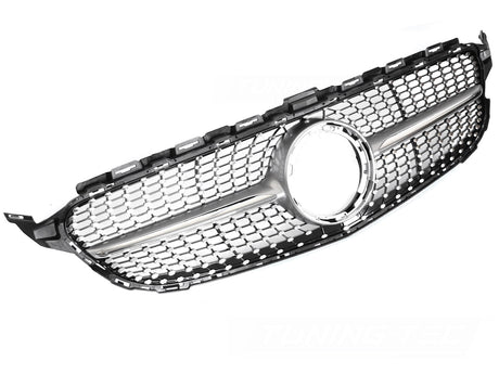 Diamond Kühlergrill silber chrom für Mercedes C-Klasse W205 S205 C205 2018-2023 - CR Tuning