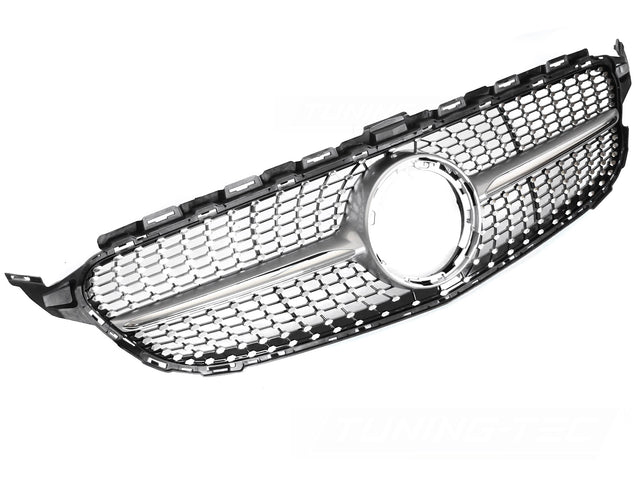 Diamond Kühlergrill silber chrom für Mercedes C-Klasse W205 S205 C205 2018-2023 - CR Tuning