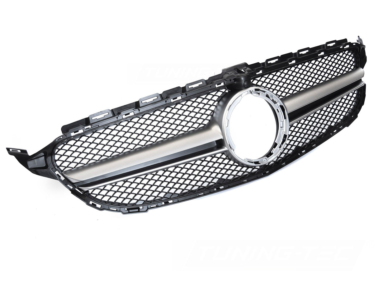 Kühlergrill Schwarz Silber für Mercedes C-Klasse W205 S205 C205 A205 2018-2023 - CR Tuning