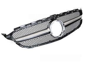 Kühlergrill Schwarz Silber für Mercedes C-Klasse W205 S205 C205 A205 2018-2023 - CR Tuning