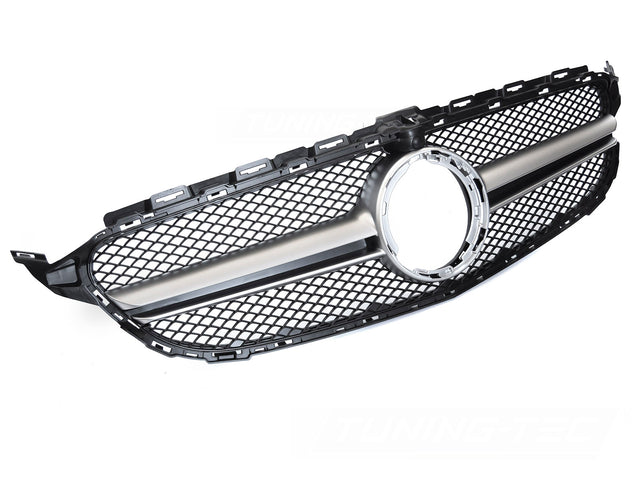 Kühlergrill Schwarz Silber für Mercedes C-Klasse W205 S205 C205 A205 2018-2023 - CR Tuning
