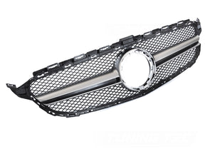 Kühlergrill Schwarz Silber für Mercedes C-Klasse W205 S205 C205 A205 2018-2023 - CR Tuning