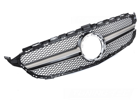 Kühlergrill Schwarz Silber für Mercedes C-Klasse W205 S205 C205 A205 2018-2023 - CR Tuning