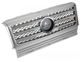 Sport Kühlergrill Silber Chrom Mercedes G-Klasse W463 1990-2012 Tuning Zubehör