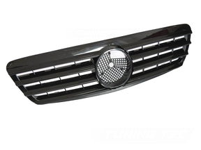 Glanzschwarzer Sport Kühlergrill für Mercedes S-Klasse W220 1998-2002 mit Sternaufnahme